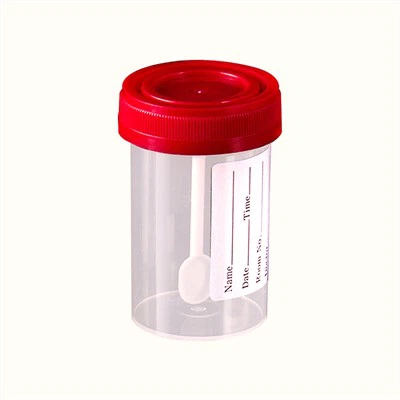 Szpitalny sterylny pojemnik na mocz na stolec z łyżeczką 30 ml 60 ml 90 ml 120 ml
